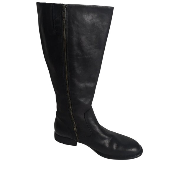 Born Boots Womens Size 9.5 Black Leather Knee High Wide Calf Riding Zip F71009 - Picture 2 of 13